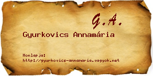 Gyurkovics Annamária névjegykártya